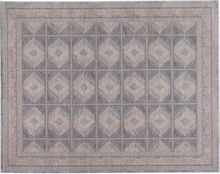 geometric style bordered rug