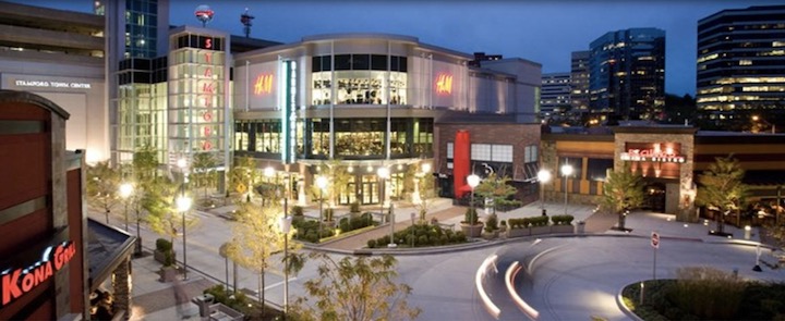 picture of shopping mall exterior in evening