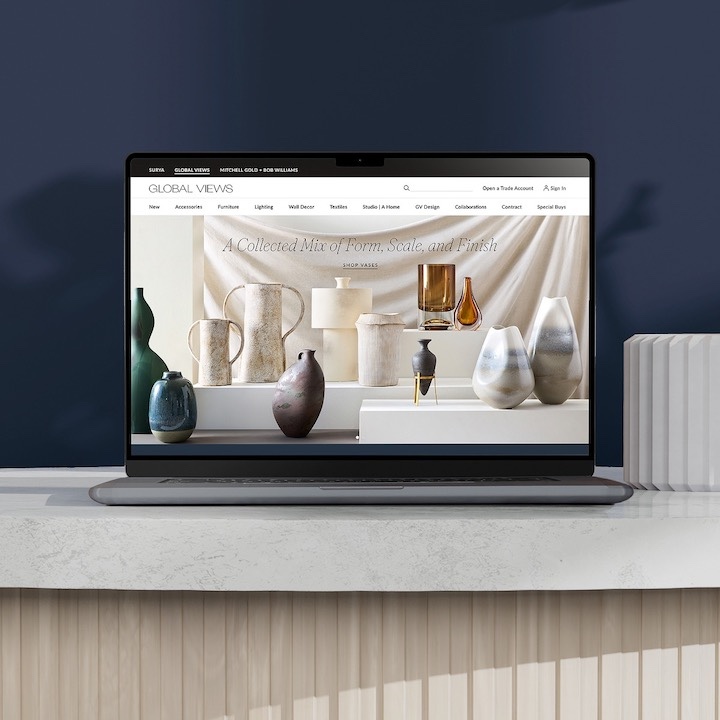Photo of computer with new Global Views home page