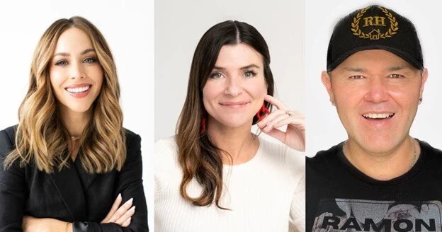 Andmore's winter 2025 (A) List influencer portraits of Jaclyn Johnson, Natalie Papier, Ramon Valdez