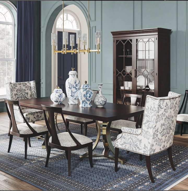 Ethan Allen Bohkara Jewel rug in a classic dining room scene