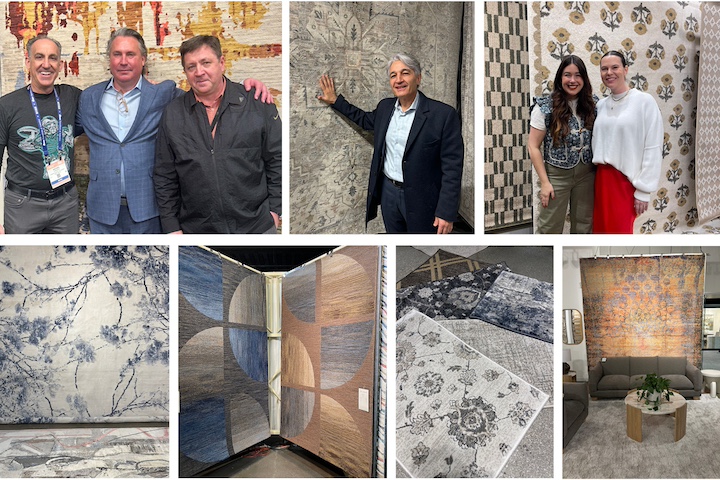 RugNews.com montage of people and rugs at Vegas Market