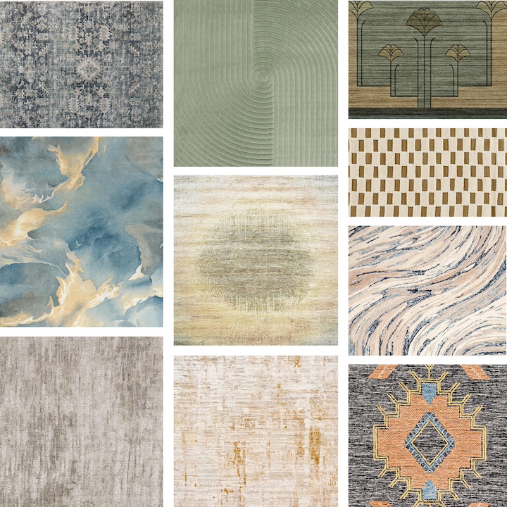 rugnews montage of new fall 2024 High Point Market area rugs