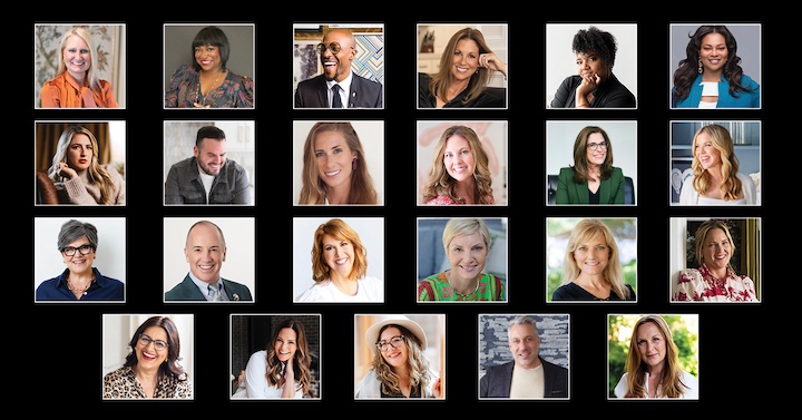 Montage of portraits of designers and influencers speaking at the Feizy HPMKT events