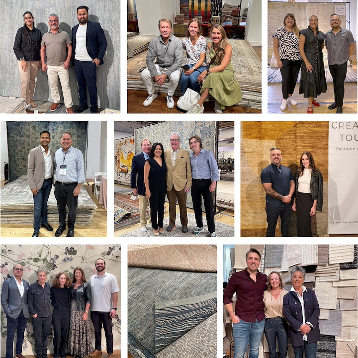 Rugnews montage of buyers and rugs at Cove Connect New York 2024