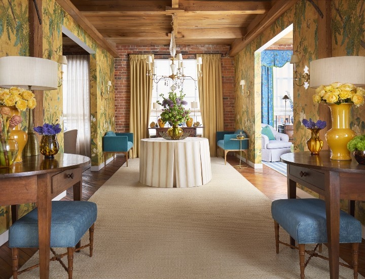 Thibaut's Montecitio custom rug in foyer setting