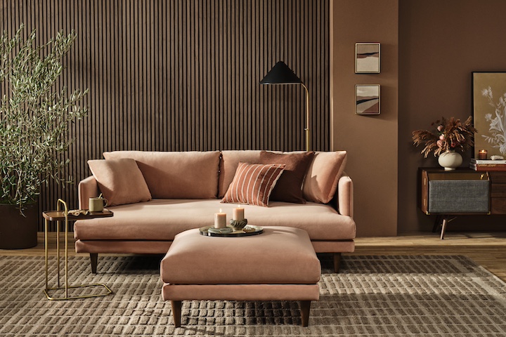 Allbird Lewis sofa in Pantone Color of the Year 2025 Mocha Mousse